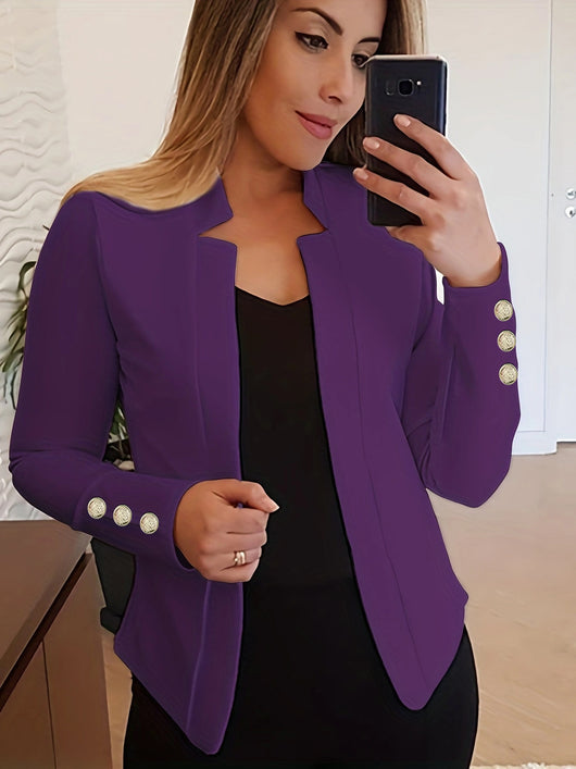 Blazer Ejecutivo de Color Sólido con Puños Estructurados - Image 17