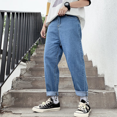 Pantalones Rectos Cropped Sueltos