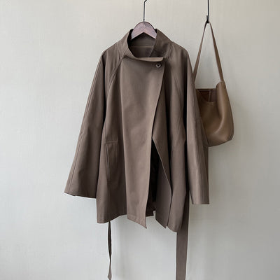Chamarra Retro Suelta de Cintura para Mujer con Cuello Mao - Image 7