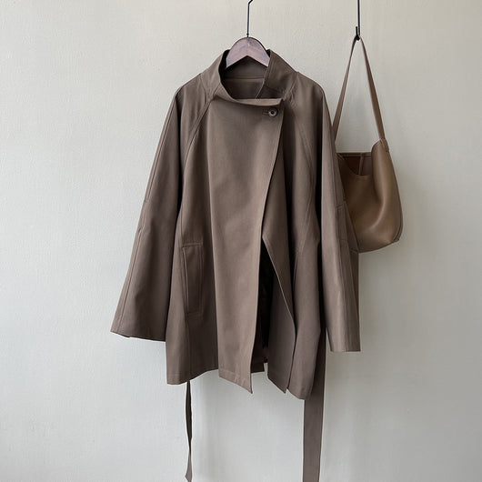 Chamarra Retro Suelta de Cintura para Mujer con Cuello Mao - Image 7