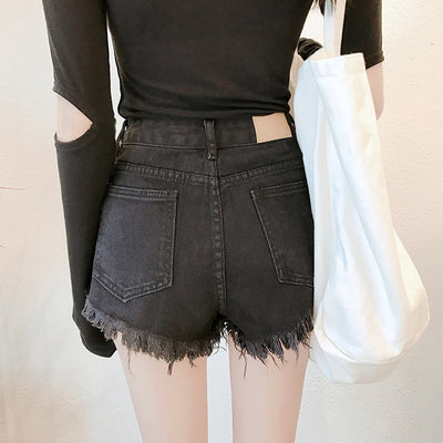 Shorts Anchos de Tiro Alto con Lentejuelas Doradas - Image 2
