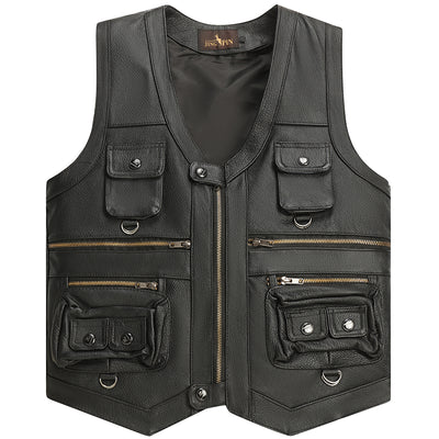 Chaleco de Cuero Genuino para Motociclista - Piel de Vaca Primera Calidad - Image 3