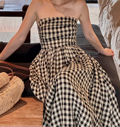 Vestido Tubo de Lino Puro con Pliegues y Tirantes Desmontables Dos en Uno - Image 6
