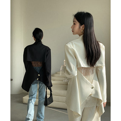 Traje Elegante para Mujer con Espalda Hueca y Encaje Estilo Coreano - Image 4