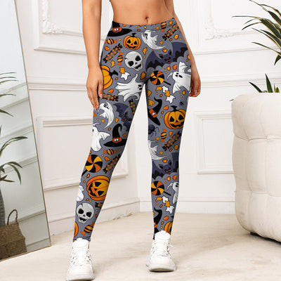 Leggings con Murciélagos, Fantasmas y Calabazas para Halloween