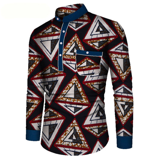 Camisa Casual Estampada Africana de Manga Larga para Hombre - Image 16