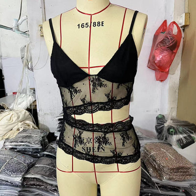 Bralette Espalda Descubierta con Encaje - Top Tirante Fino Cuello V Colores Pastel - Image 4