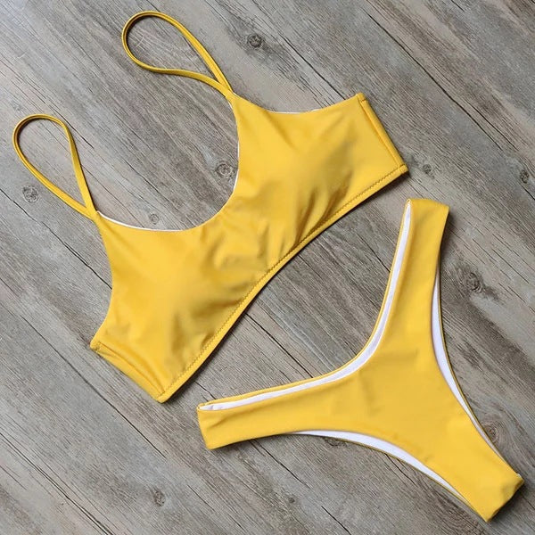 Bikini Liso de Colores Sólidos para Mujer - Diseño Minimalista