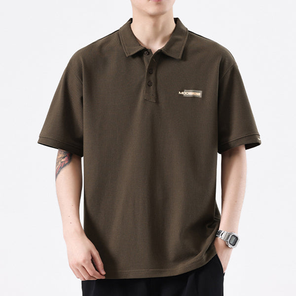 Polo Retro con Textura Bordada para Hombre