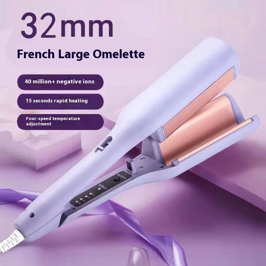 Lavender hair waver with rose gold corrugated plates for creating small curls or waves, shown on a white background. - Image 20