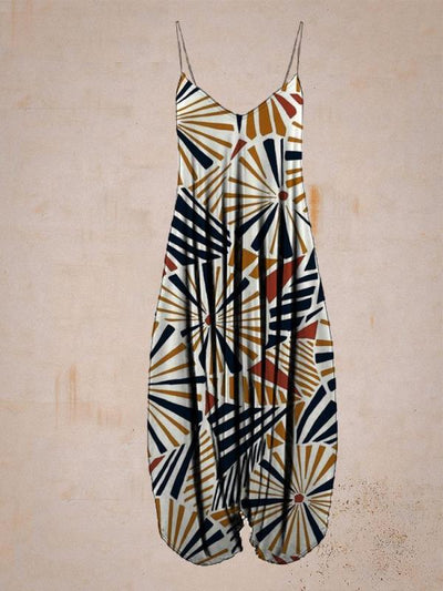 Jumpsuit Holgado con Estampado Étnico y Tirantes para Playa - Talla Plus - Image 10