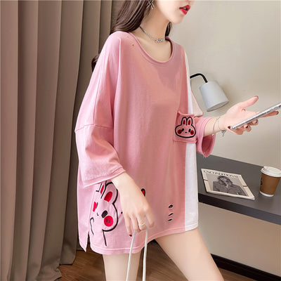 Blusa de Algodón Bordada Holgada con Mangas Cortas - Image 10