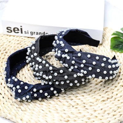 Diadema de Denim con Perlas para Mujer - Image 6