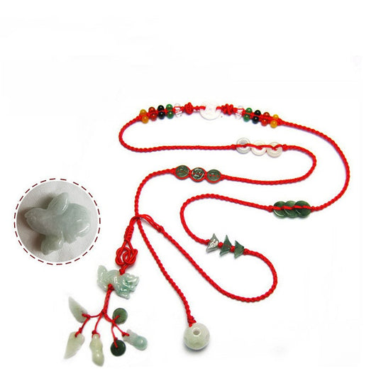 Cinturón Jade Natural Año Nuevo Rojo Tejido a Mano - Image 5