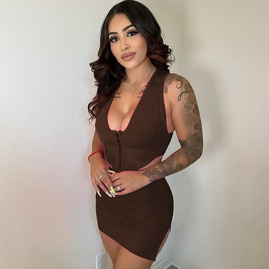 Traje Ejecutivo Mujer con Chaleco Doble Abotonado y Falda Entallada con Abertura - Image 2