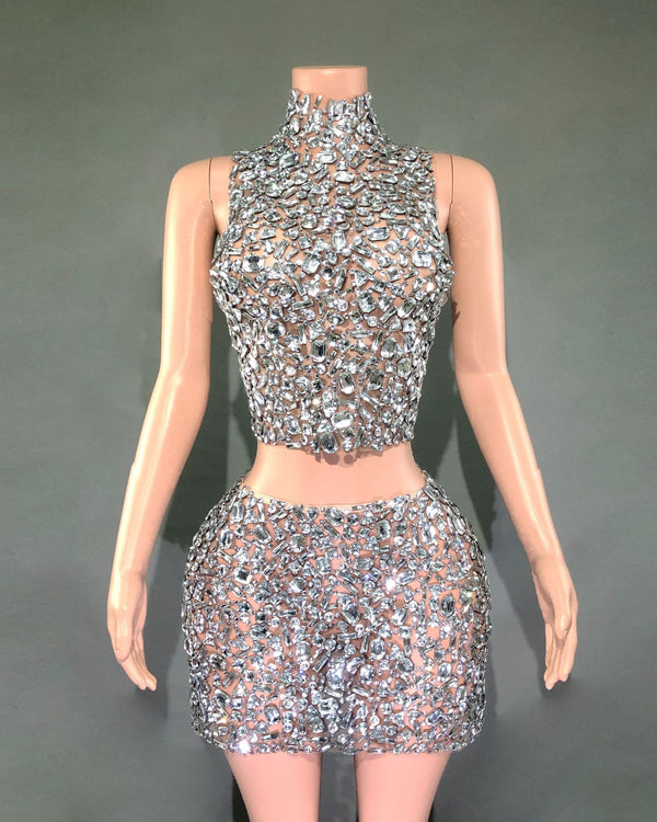 Conjunto de Dos Piezas Luxe con Diamantes y Cintura Moldeadora - Image 3