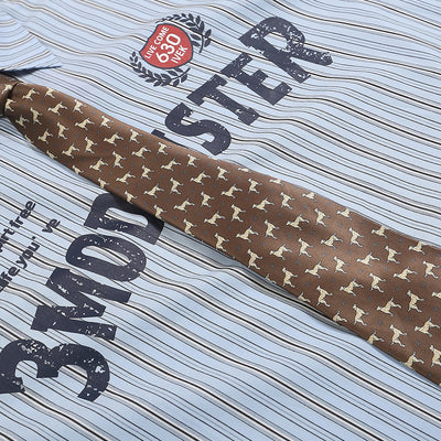 Camisa Manga Larga Estampado Letras con Rayas Verticales para Hombre - Image 4