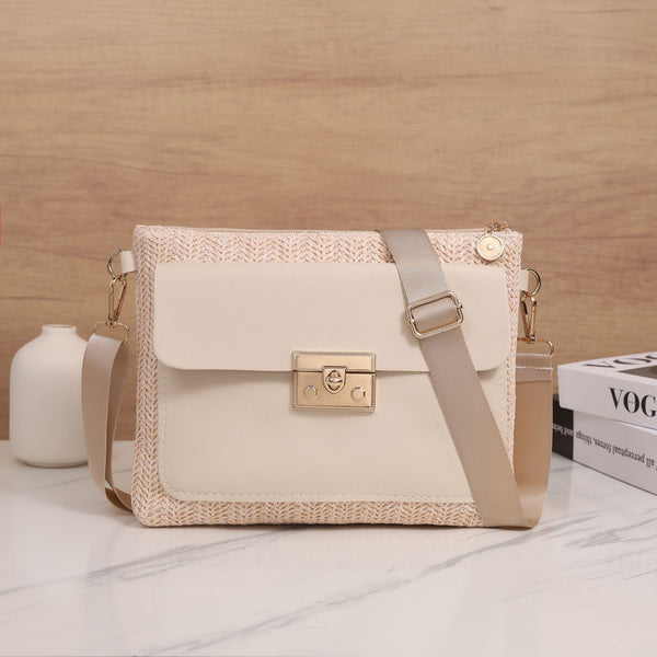 Bolsa de Hombro Tejida en Paja - Diseño Liso y Versátil