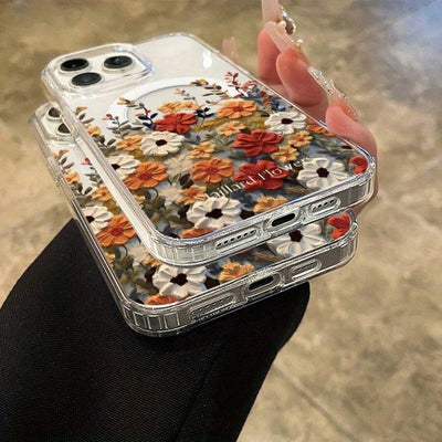 Funda Magnética Transparente con Diseño Floral Compatible con Apple - Image 7