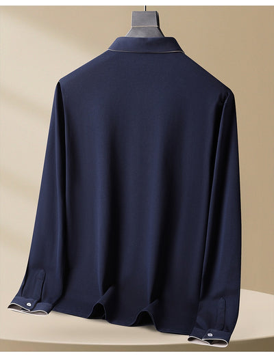Polo Casual de Algodón Manga Larga Talla Grande para Hombre - Image 18