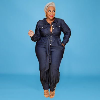 Jumpsuit de Mezclilla Talla Grande para Mujer - Comodidad y Estilo Otoñal - Image 8
