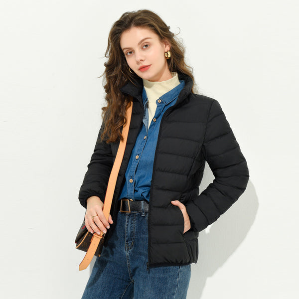 Chaqueta Acolchada Coreana de Cuello Alto para Mujer - Otoño e Invierno