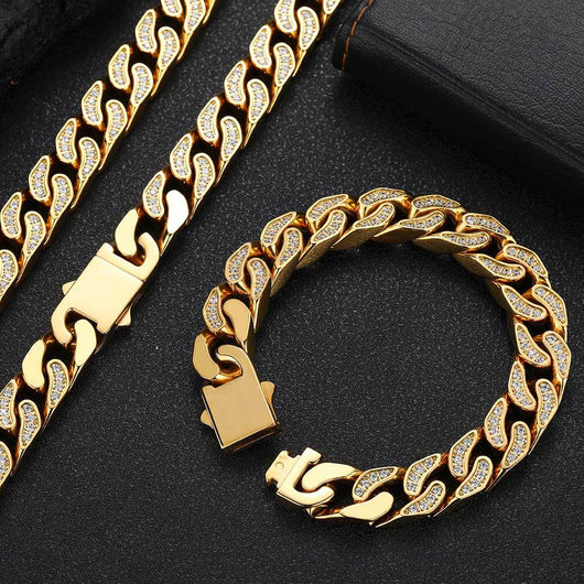 Pulsera Cubana de Acero Titanio con Circones para Hombre - Image 6