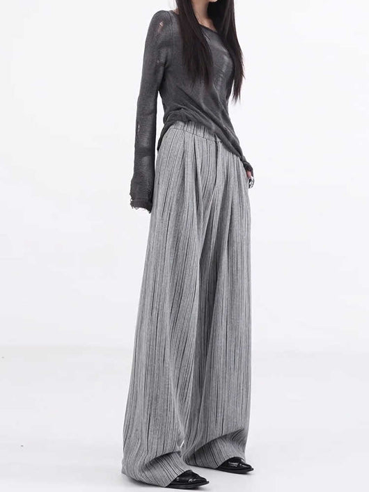 Pantalones Anchos Plisados con Rayas - Corte Casual Elegante - Image 5