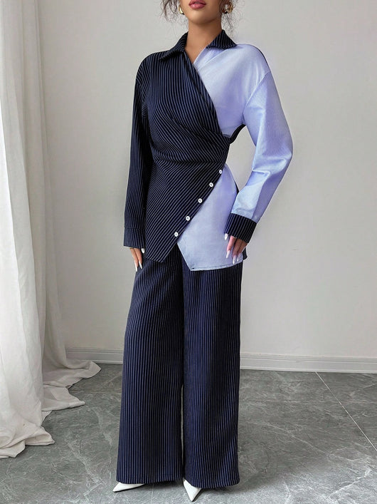 Traje Ejecutivo con Contraste: Camisa Manga Larga y Pantalón Recto - Image 13