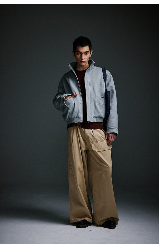 Abrigo de Lana Grueso con Cuello Alto Retro - Acolchado de Algodón para Hombre - Image 7