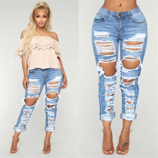 Pantalones Vaqueros Rotos Estilo Europeo y Americano