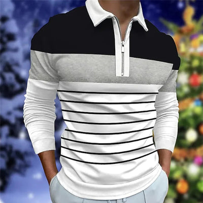 Polo Manga Larga con Cierre y Contraste de Colores - Image 17