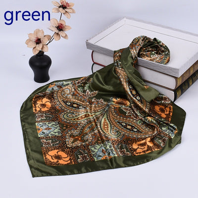 Pañuelo de Seda Estampado Clásico Retro - Versátil y Elegante para Primavera - Image 9