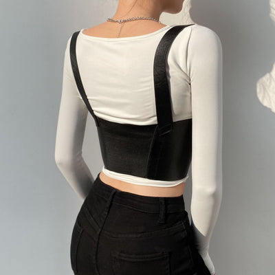 Chaleco de Cuero PU Elástico con Costura Decorativa para Mujer - Image 15