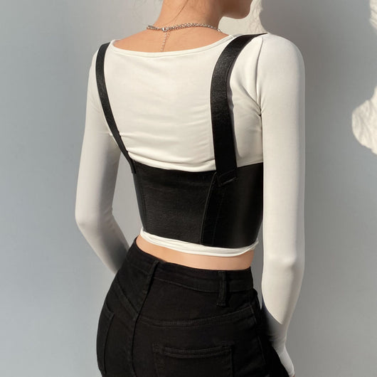 Chaleco de Cuero PU Elástico con Costura Decorativa para Mujer - Image 15