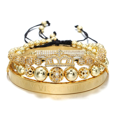 Pulsera Tejida Ajustable Crown Diamond Ball para Hombre - Image 3