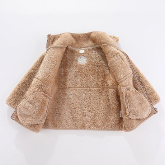 Abrigo de Lana de Cordero Gruesa para Niño con Cuello de Pie Multicolor - Image 7