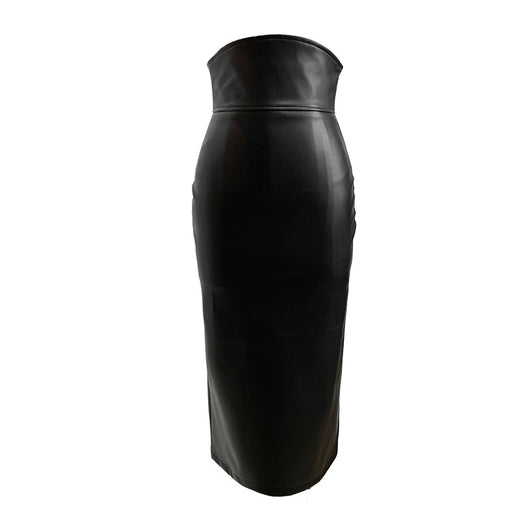 Falda Midi de Cuero PU Cintura Alta con Bolsa Integrada - Slim Fit - Image 15