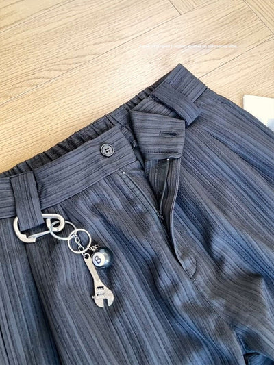 Pantalones de Vestir Rayas Hombre Pierna Recta Corte Amplio - Image 12