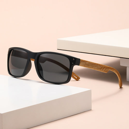 Gafas de Sol Cuadradas Retro con Pata de Madera y Lente Degradado para Hombre - Image 2