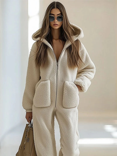 Jumpsuit Holgado de Felpa con Capucha y Bolsillos - Image 12