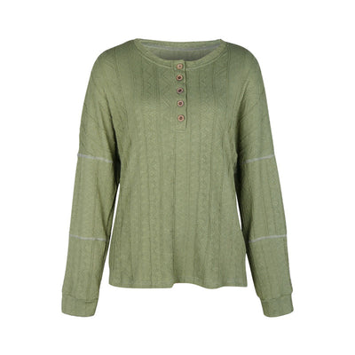 Suéter Verde de Cuello Redondo con Botones y Textura Jacquard - Image 6