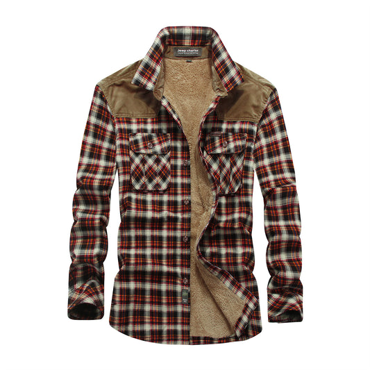 Camisa de Cuadros Gruesa y Cálida - Manga Larga Suelta y Cómoda