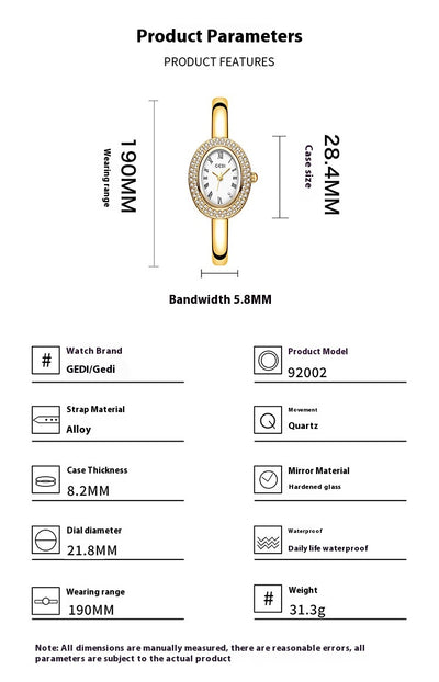 Reloj Pulsera Mujer Diseño Ovalado Elegante - Image 9