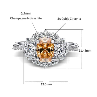 Anillo de Plata S925 Chapado en Oro 18K con Moissanita Champagne para Mujer - Image 5