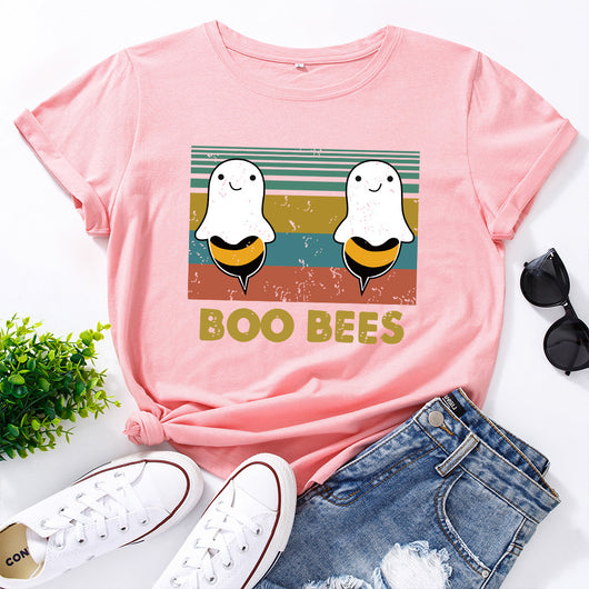 Camiseta Holgada para Mujer Cuello Redondo Manga Corta Creativa - Image 14