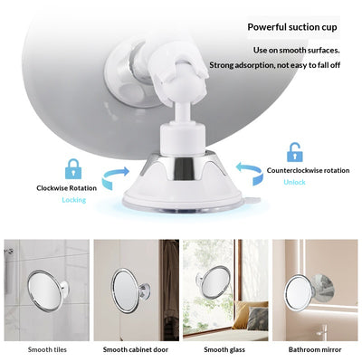 Espejo Antivaho para Baño con Ventosa Giratoria 360° - Plateado - Image 3