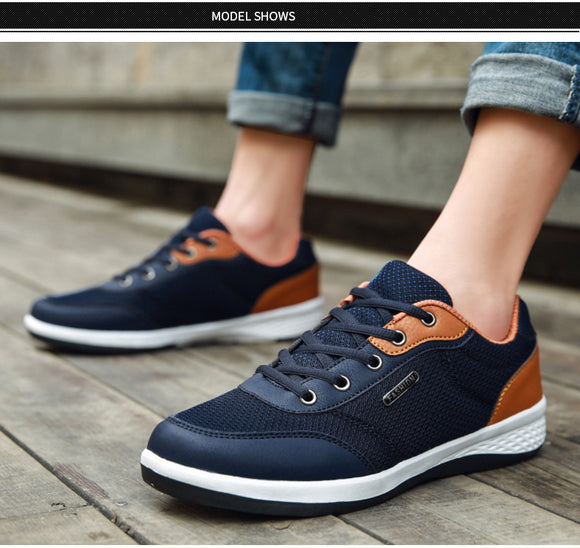 Zapatos Deportivos Casuales para Hombre - Zapatillas de Cuero Microfibra con Cordones Otoño