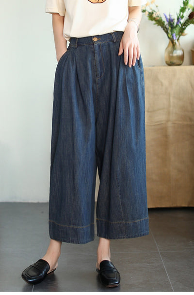 Pantalón Cropped Ancho de Tencel y Algodón para Tallas Grandes - Image 7