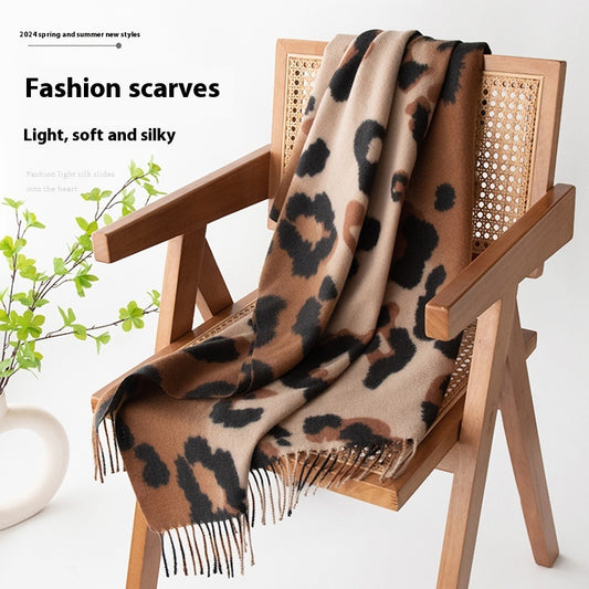 Bufanda Estampado Leopardo Mujer Cashmere Artificial Elegante - Image 2